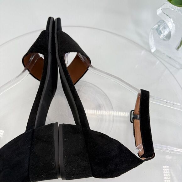 Aquatalia Women Hildy Sandal Size 11 Black Leather Suede Block Heel Slingback - Picture 10 of 16